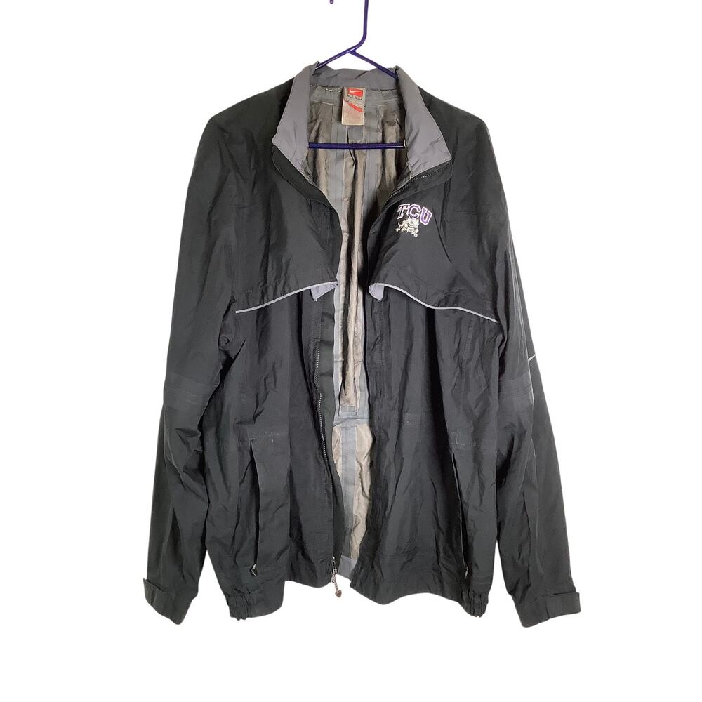 Nike Fit Mens XL Gray Storm Team TCU Windbreaker Jacket Vintage Streetwear S6-20